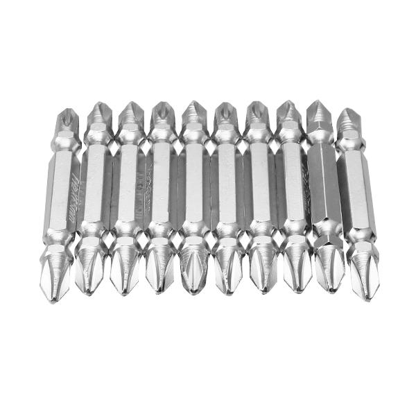 10pcs 65mm PH2 S2 Alloy Steel Magnetic Double Head Electric Screwdriver Bit Set