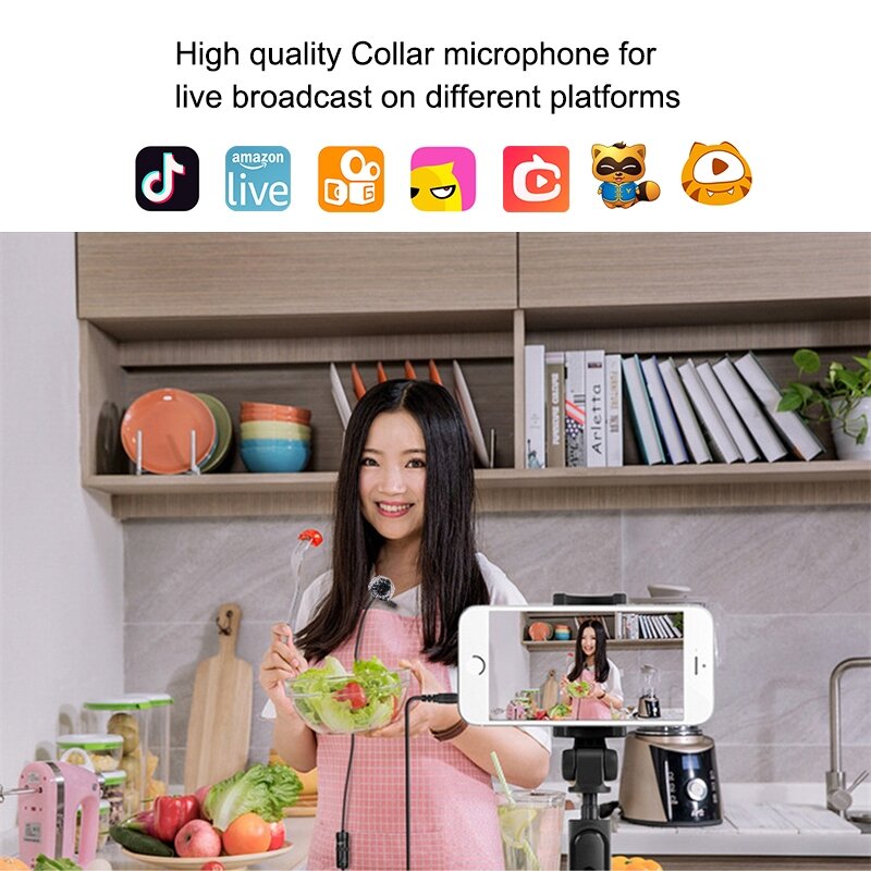 6M 3.5mm Jack Microphone M1 Omnidirectional Condenser Recording Live Vlogging Video Lavalier
