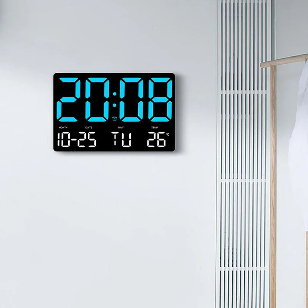 Large Digital LED Wall Clock: Remote Control, Adjustable Brightness, Temperature, Date, Week, 12/24H - Home/Office/Classroom