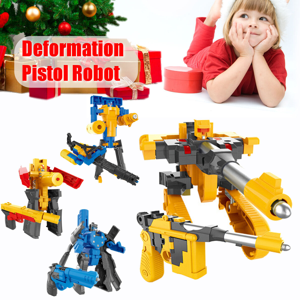 Children's Deformation Pistol Robot Toy Puzzle DIY Assembly Toy Christmas Gift