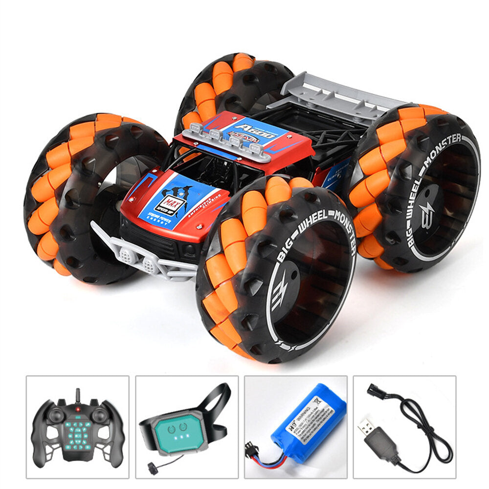 1/10 2.4G 4WD RC Stunt Car Gesture Sensor Watch Remote Control Lighting Music High Speed Off-Road Truck Climbing Vehicles Models