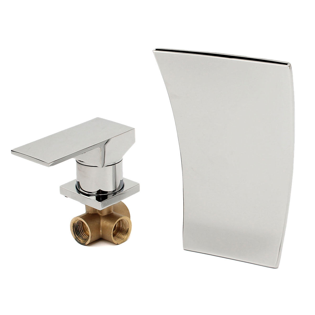 Wall Mount Waterfall Mixer Tap Chrome Bathroom Sink Faucet Modern Basin Brass