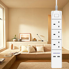 Smart WIFI APP Control Power Strip with 3 UK Outlets Plug 2 USB Fast Charging Socket App Control Work Power Outlet