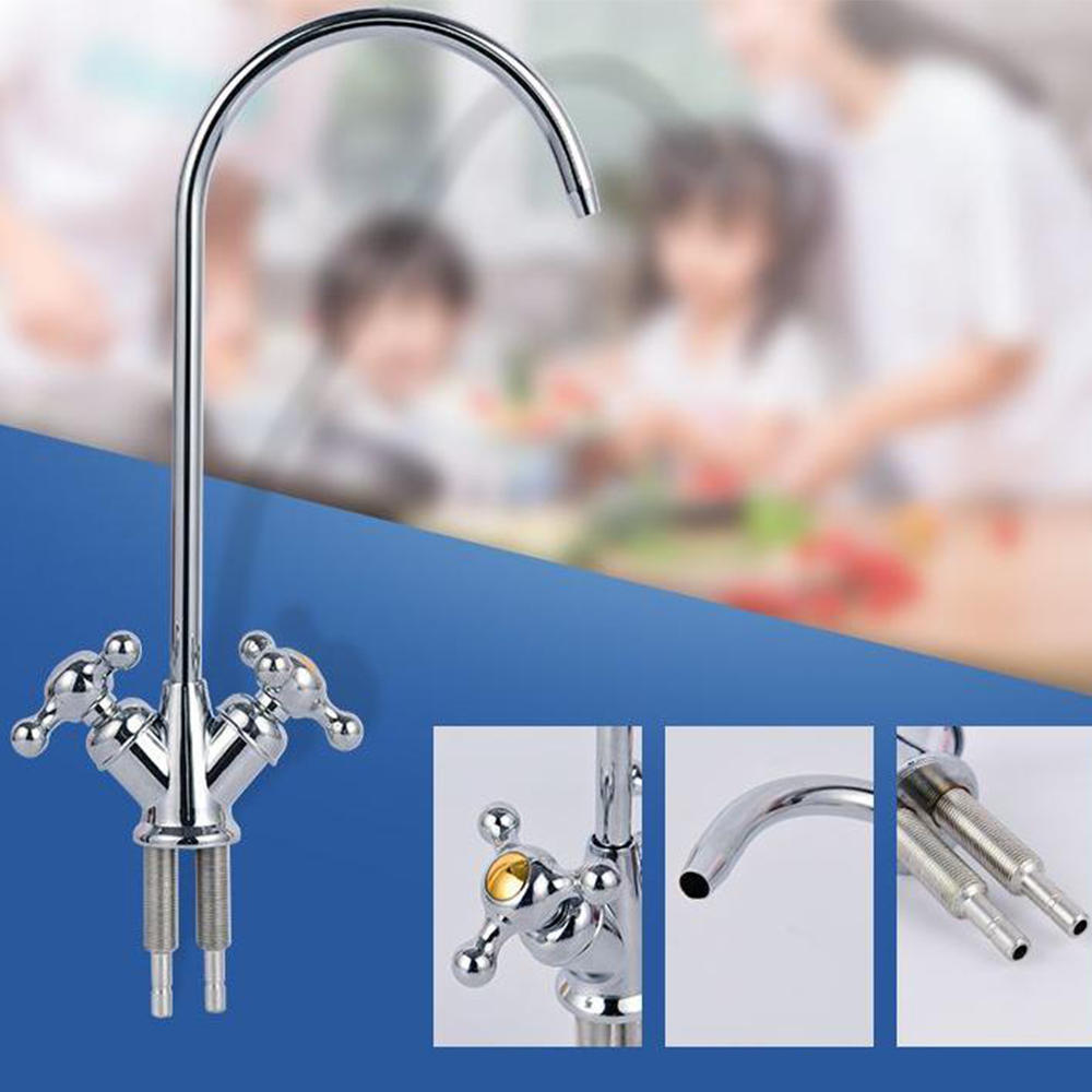 304 Stainless Steel Reverse Osmosis Three Forks Mixer Tap 360 Degree Swivel Spout Gooseneck Drinking Water Filter Faucet