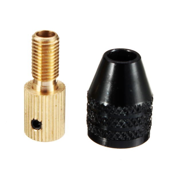 0.3-3.4mm Black Drill Bit Chuck Adapter Three-Jaw Drill Chuck Brass Base with Silver Wrench