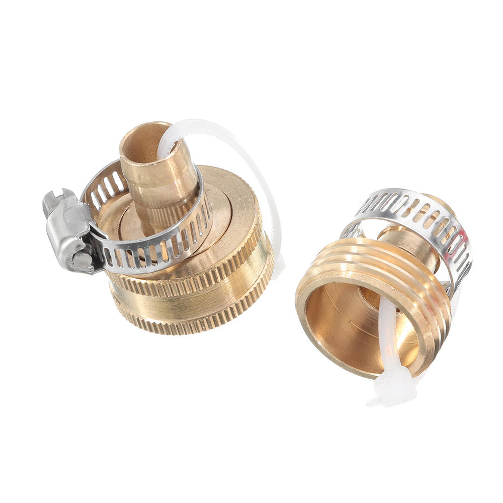 1/2 '' NPT Brass Male Female Connector Garden Hose Repair Quick Connect Water Pipe Fittings Car Wash Adapter w/ Adjustable Ear Hose Clamp Clip