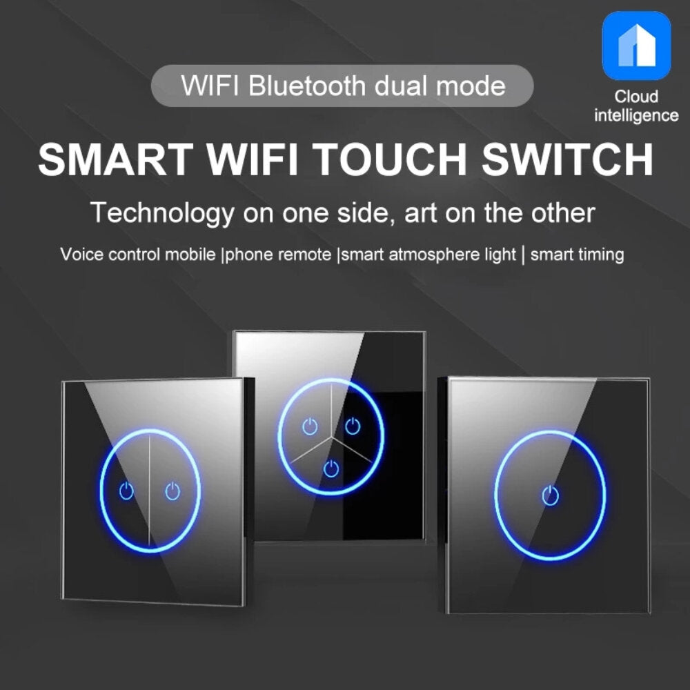 WiFi Smart Home Control 10A Smart House Light Wall Switch Wireless Touch Switches Remote Controller Voice Control Via Google Home Alexa