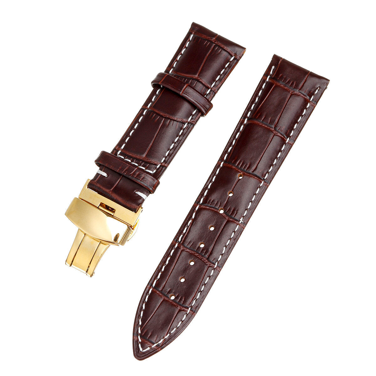 22mm Genuine Leather Watch Band Strap Kit Butterfly Deployment Clasp