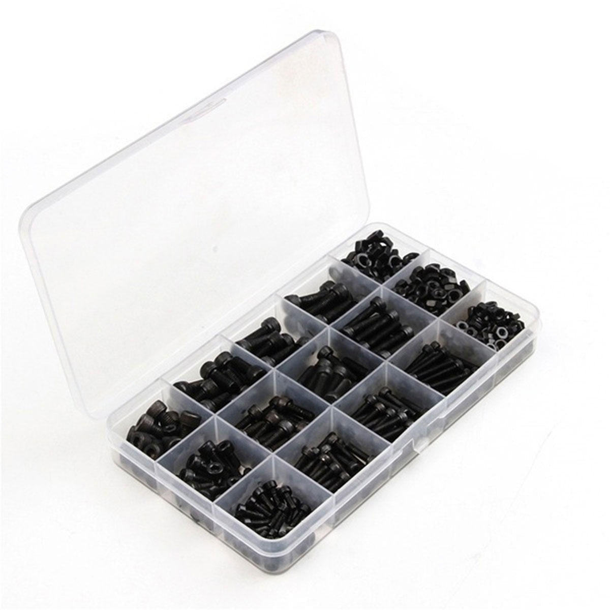 500Pcs Hex Socket Head Screw M3 M4 M5 Cap Bolts and Nuts Carbon-Steel Kit
