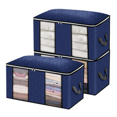 3PCS Clothes Storage Bag Non-woven Fabric Two-window Foldable Storage Bag