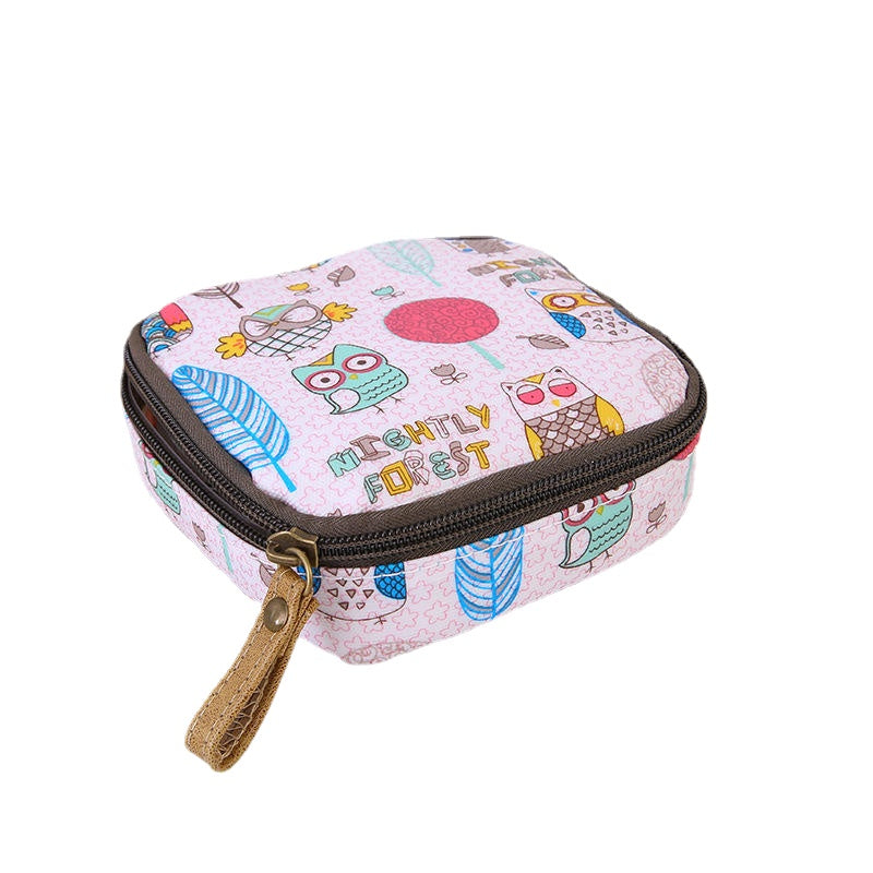 Cloth Waterproof Zipper Sanitary Napkin Cosmetic Storage Bag Coin Purse