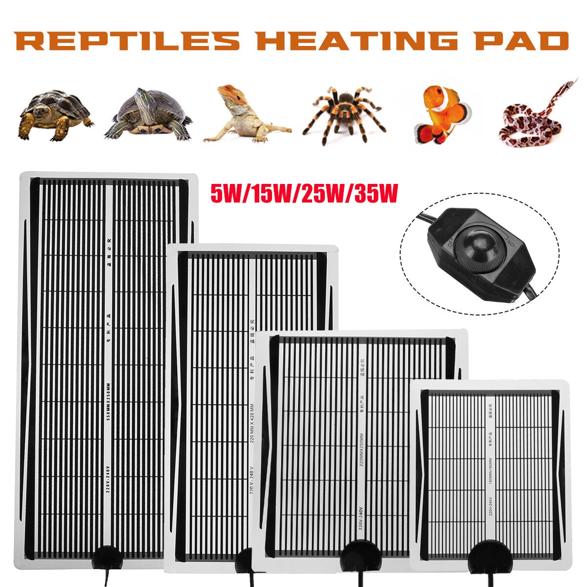 Heating Pad Adjustable Temperature Control Pet Reptiles Heating Mats for Amphibian and Small Pet