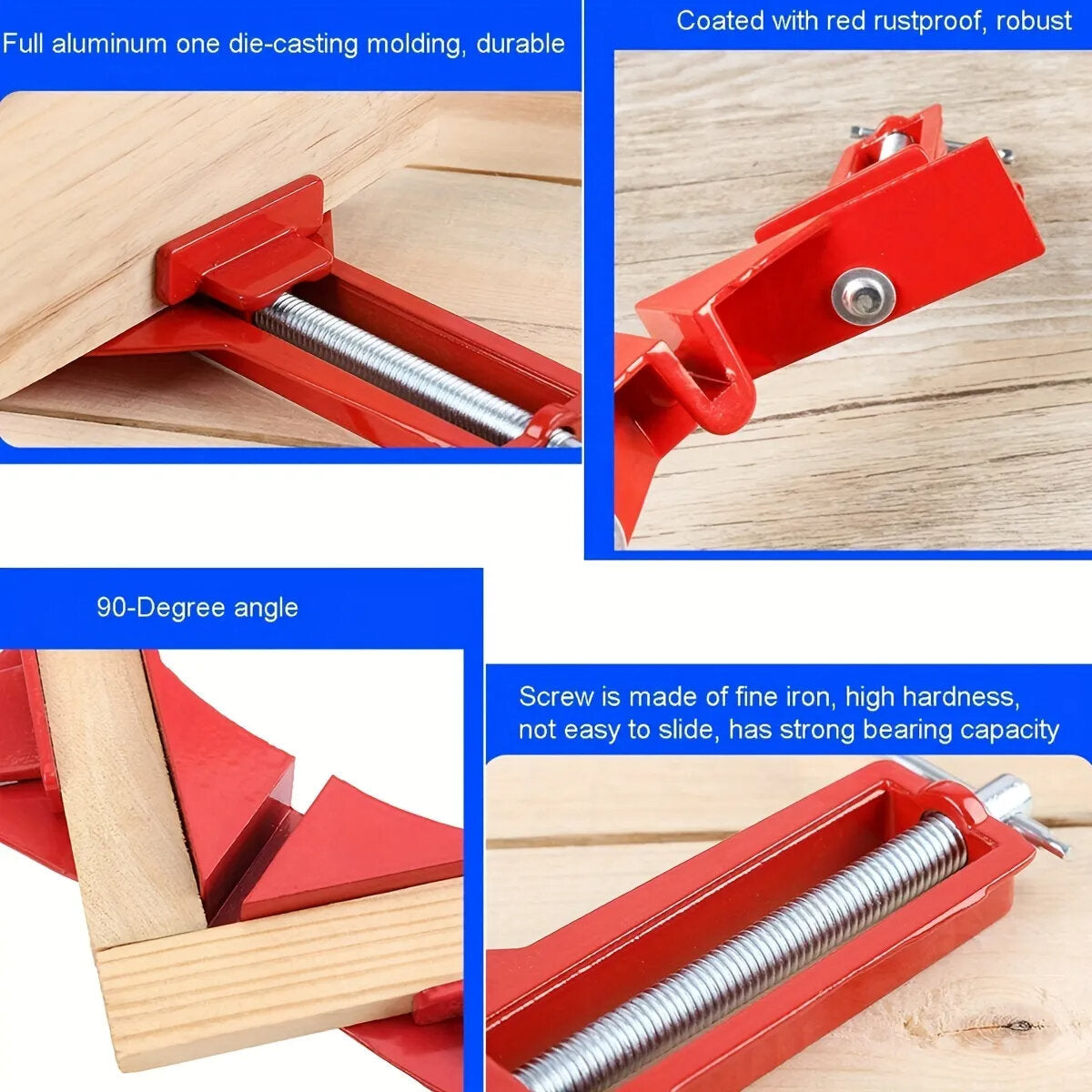 4PCS 90ˇă Right Angle Clamp - Aluminum Alloy for Woodworking & Glass Projects