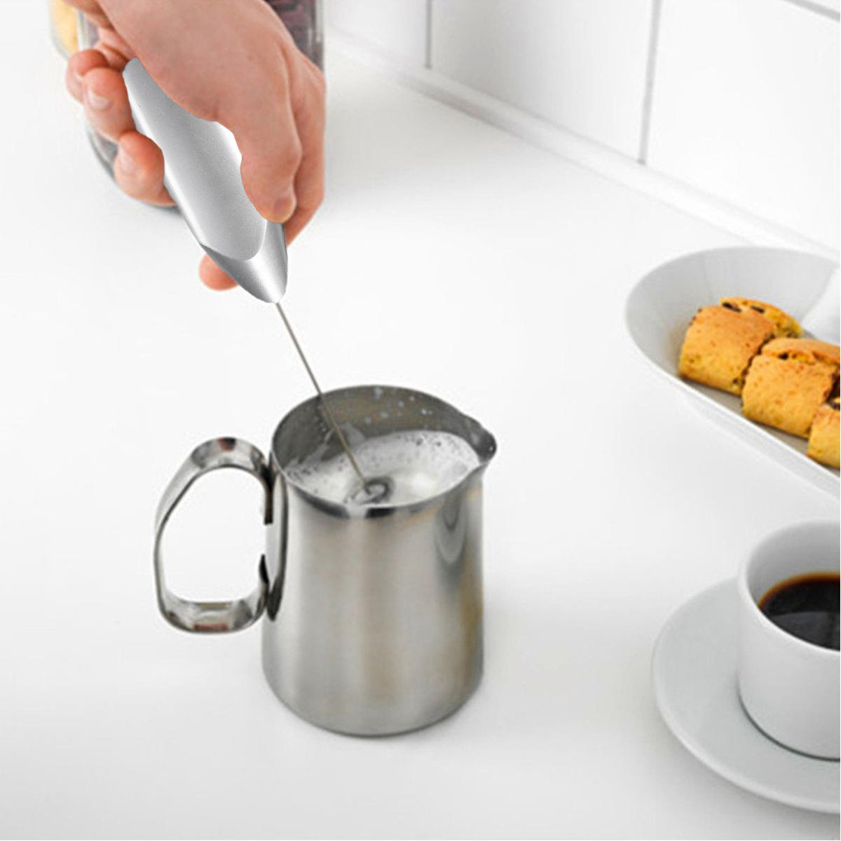 Mini Electric Battery Powered Whisk Coffee Milk Mixer Stirrer Frother Egg Foamer Mixer