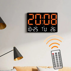 Large Digital LED Wall Clock: Remote Control, Adjustable Brightness, Temperature, Date, Week, 12/24H - Home/Office/Classroom