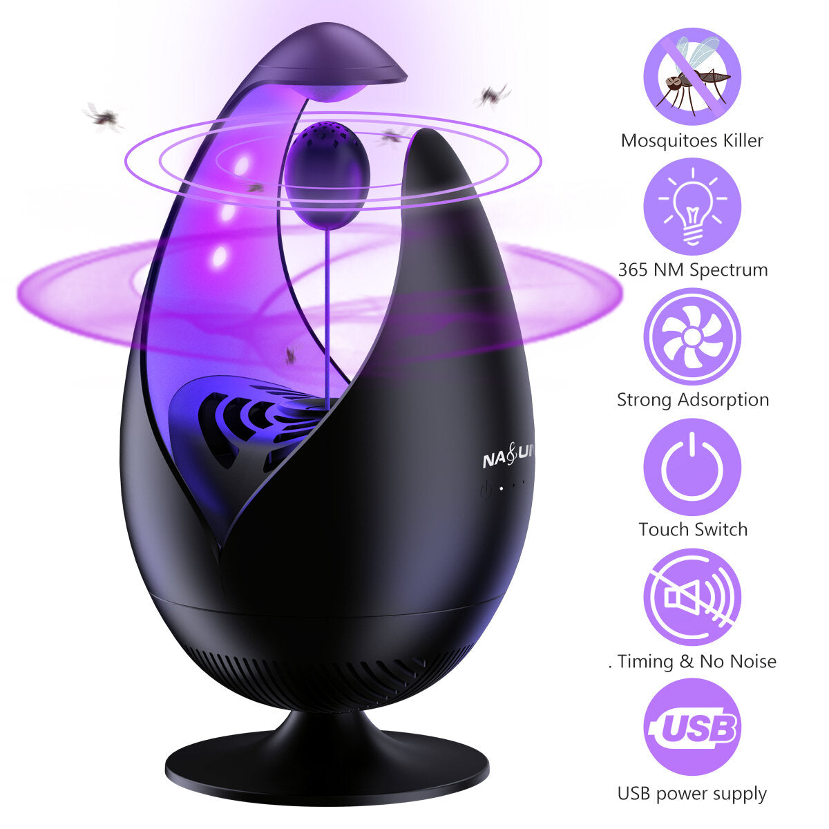 Mosquito Killer with USB Power, Eco-Friendly&Effective Purple Lighting Mosquito Lamp  Indoor Camping Mosquito Light