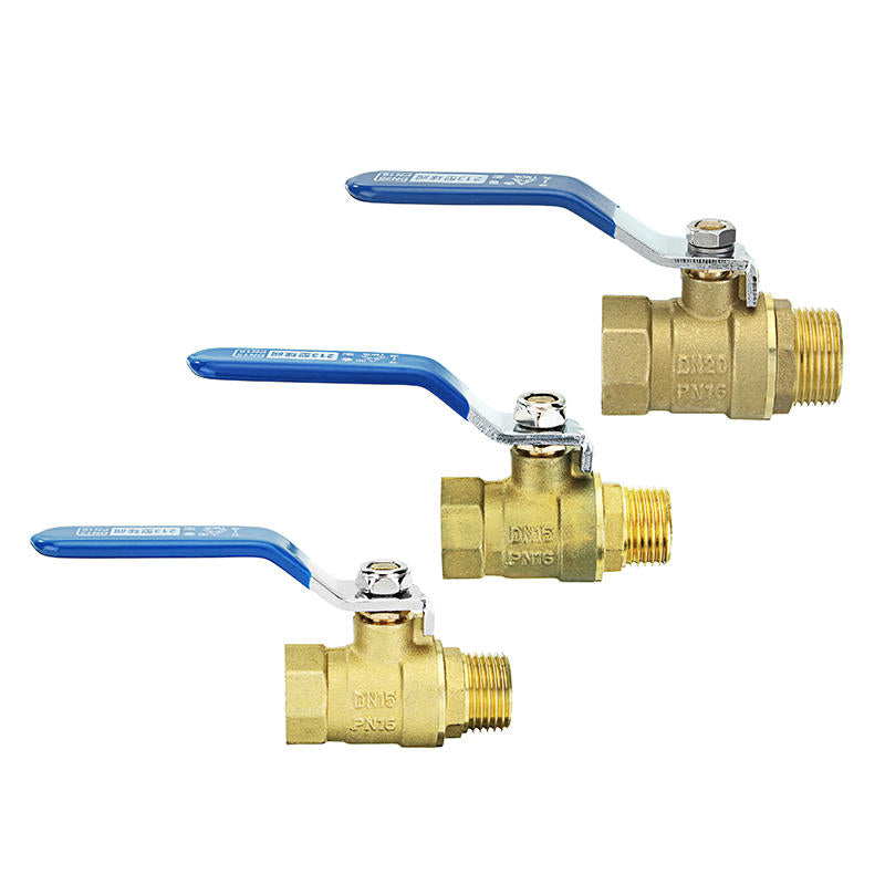 3/8" 1/2" 3/4" Brass Ball Valves Two Piece Inline Lever Handle BSP Male x Female Thread