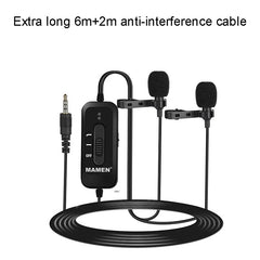 Wired microphone Clip-on Lavalier Noise Reduction Omni-directional Dual Mics for Smart Phone Camera Recording