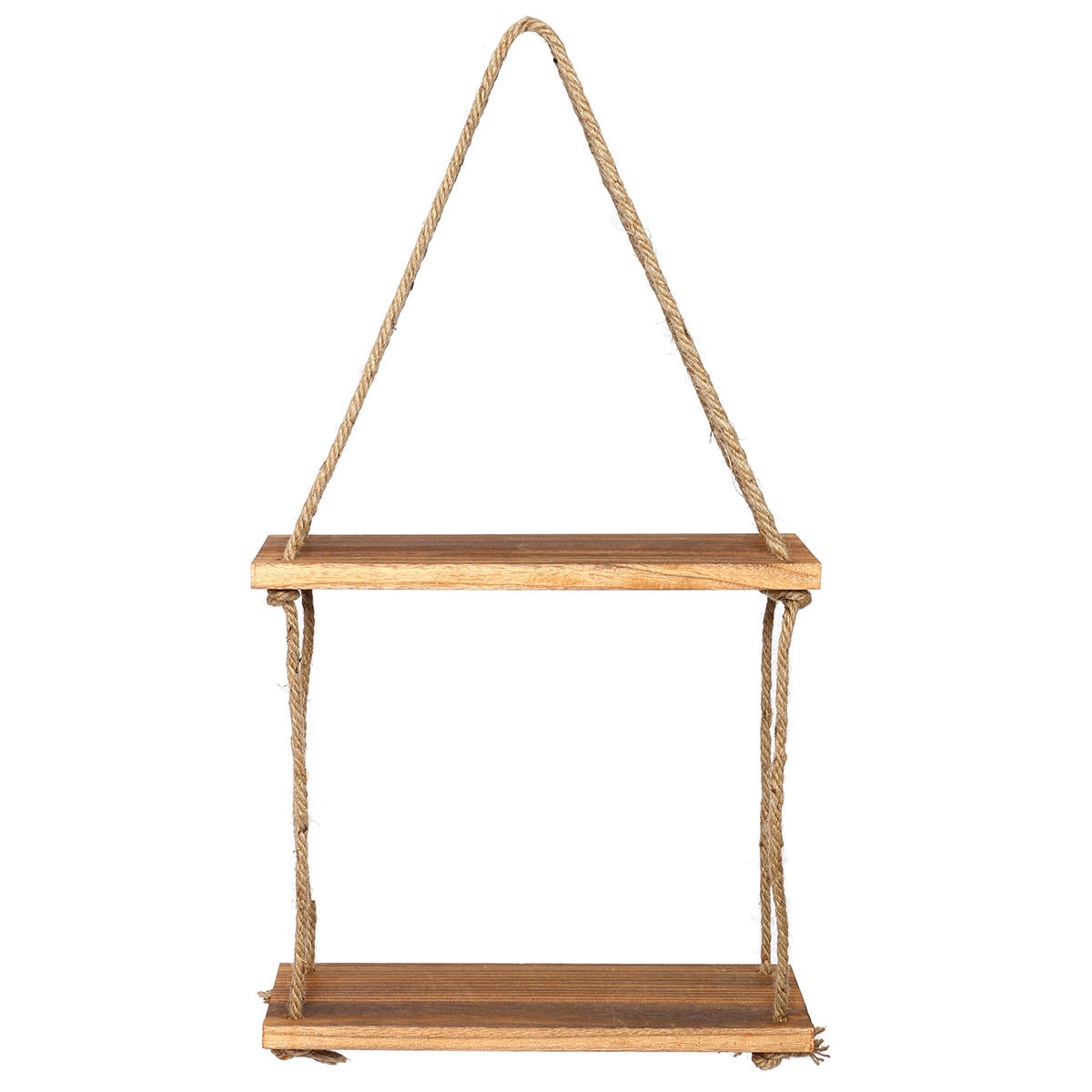 1/2/3Tier Wooden Wall Mounted Rope Floating Storage Shelf Kitchen Rack Hanging Shelves Holder