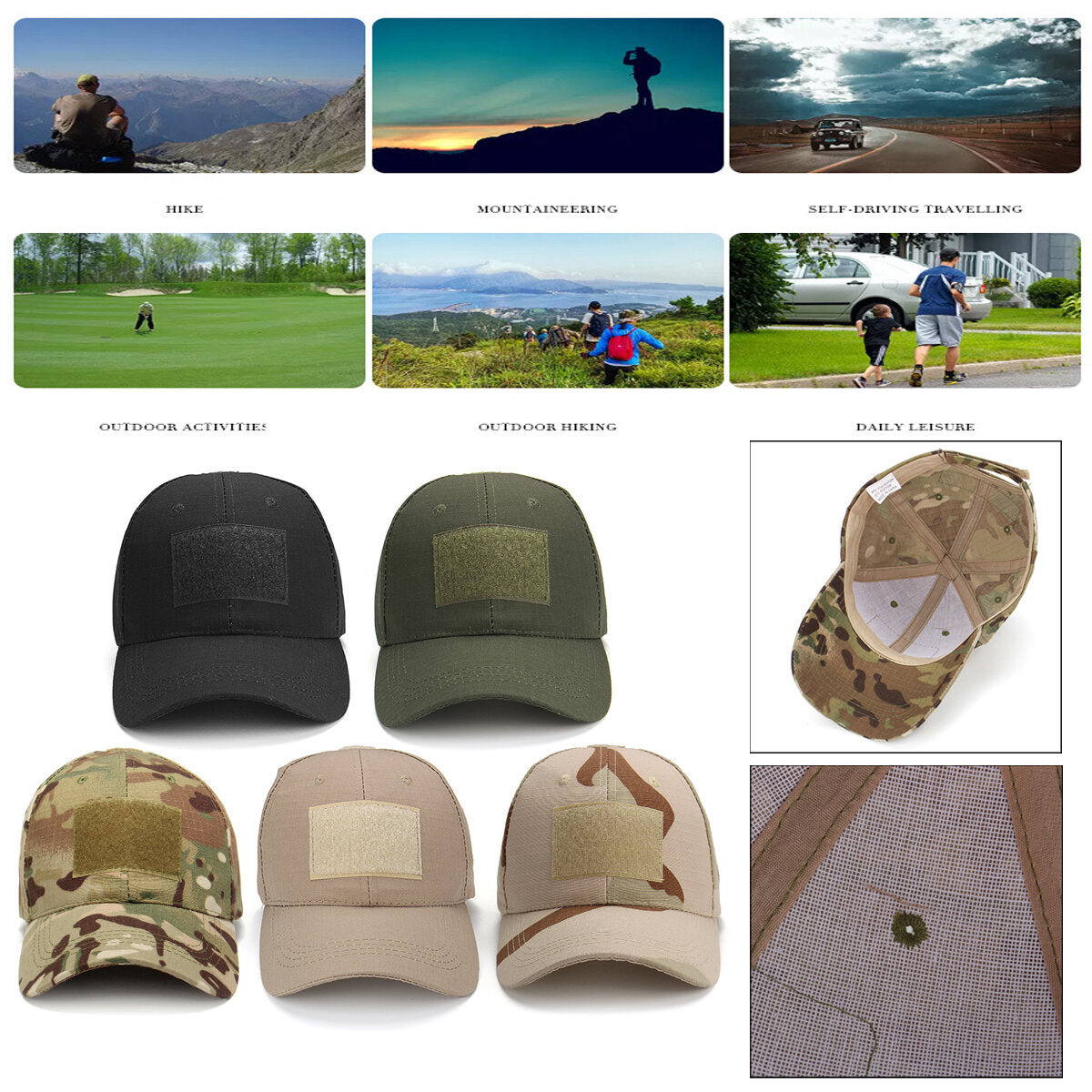 Unisex Camouflage Cap Baseball Cap Adjustable Army Military Operator Hats Men Women Adult Size