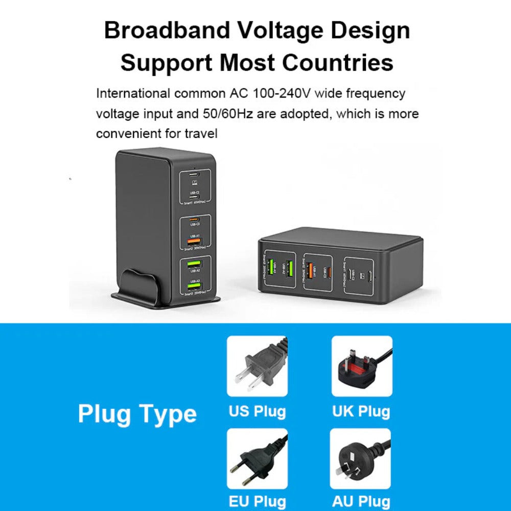 120W 6-Port USB PD Charger, Fast Charging Station for iPhone, Hui, Samsung, Xiaomi