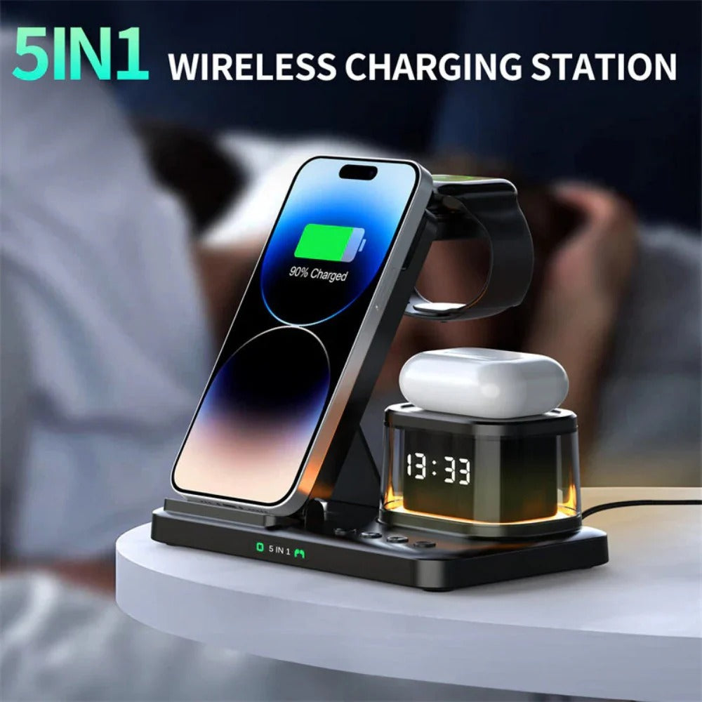 15W Fast Wireless Charger Stand for iPhone, Hui, Xiaomi, Apple Watch, AirPods