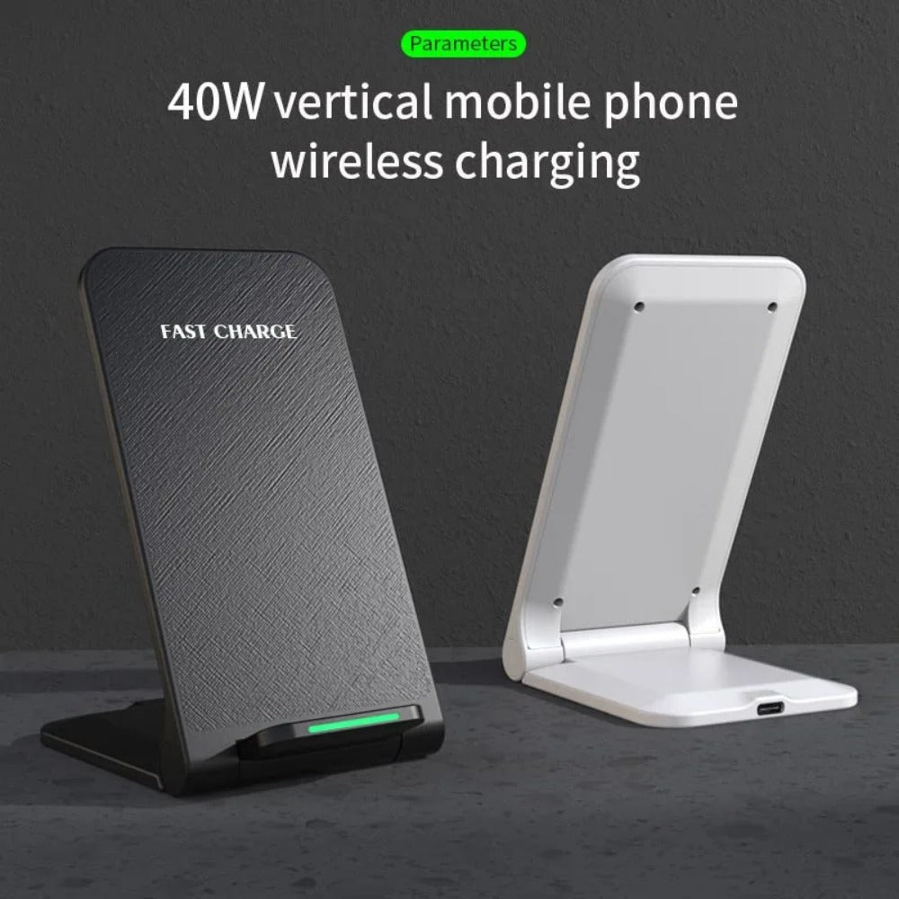 100W QI Wireless Charger Stand, Foldable for iPhone 12-15 Pro, Samsung S22-S9, Xiaomi, Hui