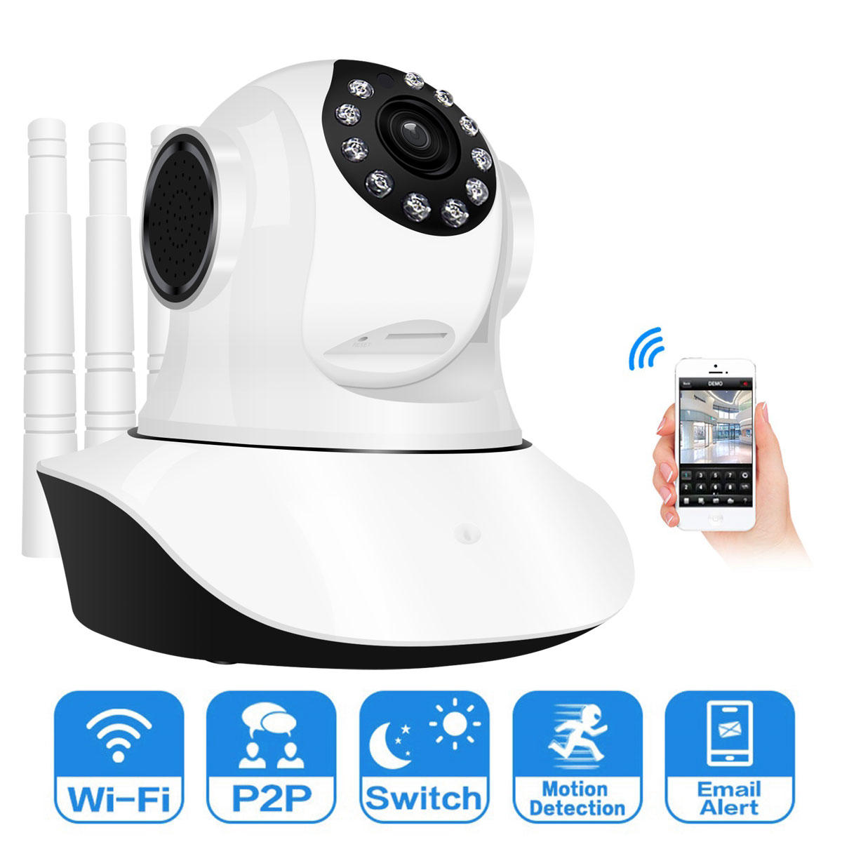 HD 1080P WIFI IP Camera 11 LED PT 360 Built-in Antenna IP Camera Moving Detection Two-way Audio Baby Monitors