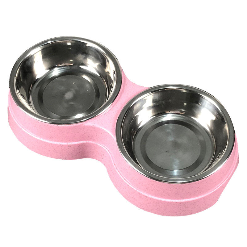 Stainless Steel Double Bowls Pet Food Water Bowl Cat Dog Puppy Feeder Pet Water Food Dish