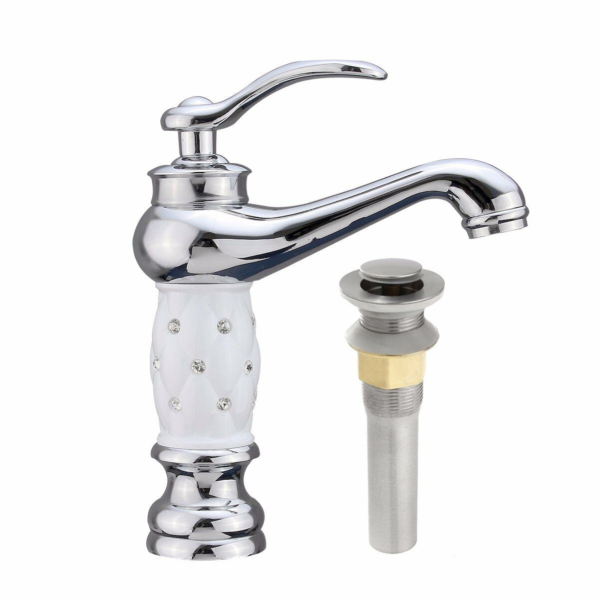 Modern Brass Finish White Single Handle Bathroom Kitchen Sink Faucet Mix Tap