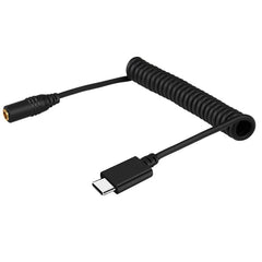 TRRS Female to Type-C USB-C Male Live Microphone Audio Adapter Spring Coiled Cable for 3.5mm DJI OSMO Pocket Smartphones Cable Stretching to 100cm