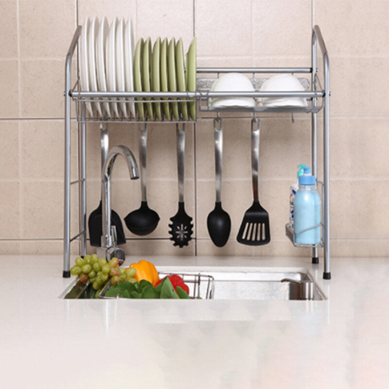 1/2 Layer Stainless Steel Rack Shelf Storage for Kitchen Dishes Arrangement