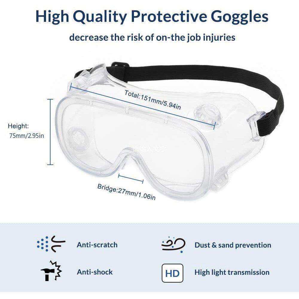 Protective Glasses, Safety Goggles Protection, Safety Goggles for Wearers of Glasses Pollen Anti-fog, Anti Saliva, Dust