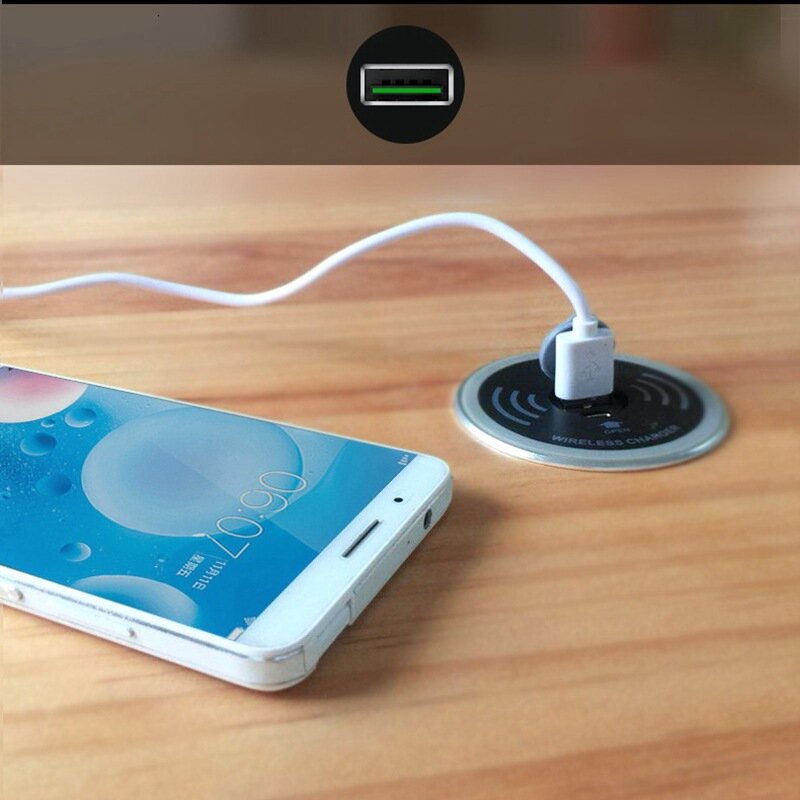 Embedded Wireless Charging Smart Socket USB Direct Charge Type-C Fast Charge Desk Phone Wireless Charger