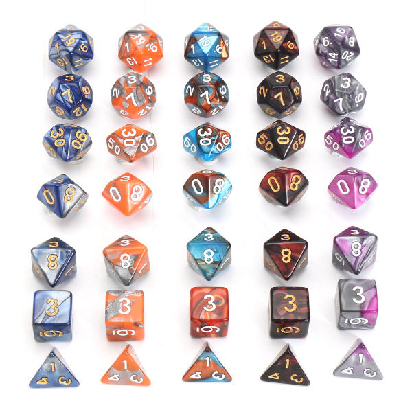 35 Pcs Polyhedral Dices Set D20 D12 D10 D8 D6 D4 Dices Gadget 5 Colors