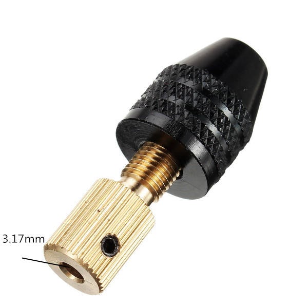 0.3-3.4mm Black Drill Bit Chuck Adapter Three-Jaw Drill Chuck Brass Base with Silver Wrench