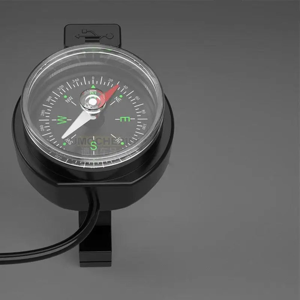 Universal Motorcycle USB Charger & Compass - Waterproof Handlebar Mount