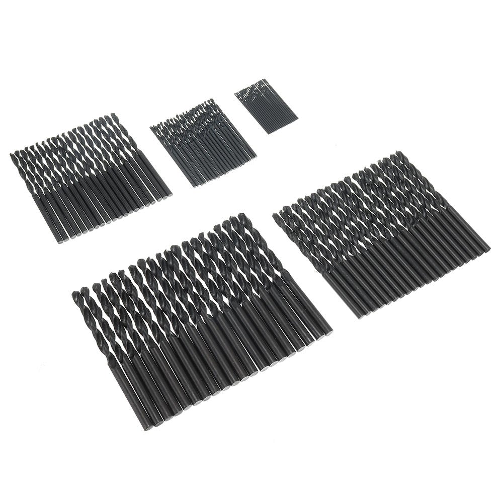 100pcs 1/2/3/4/5mm Twist Drill Bits Set HSS Straight Shank Black Coated Woodworking