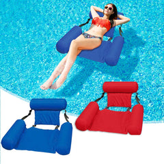 Water Lounge Chair Summer Swimming Inflatable Foldable Floating Row Backrest Air Mat Party Pool Toy