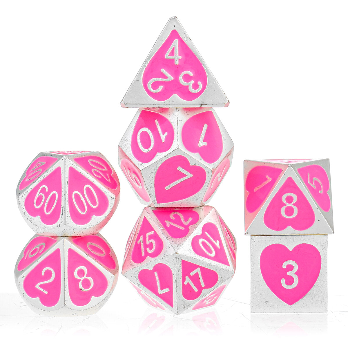 ECUBEE Solid Metal Polyhedral Dice Antique Color Role Playing RPG Gadget 7 Dice Set With Bag