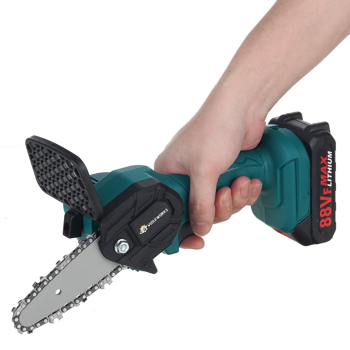 88V Cordless Electric Saw 4inch One-hand Chain Saws Woodworking Cutting Tool US Plug