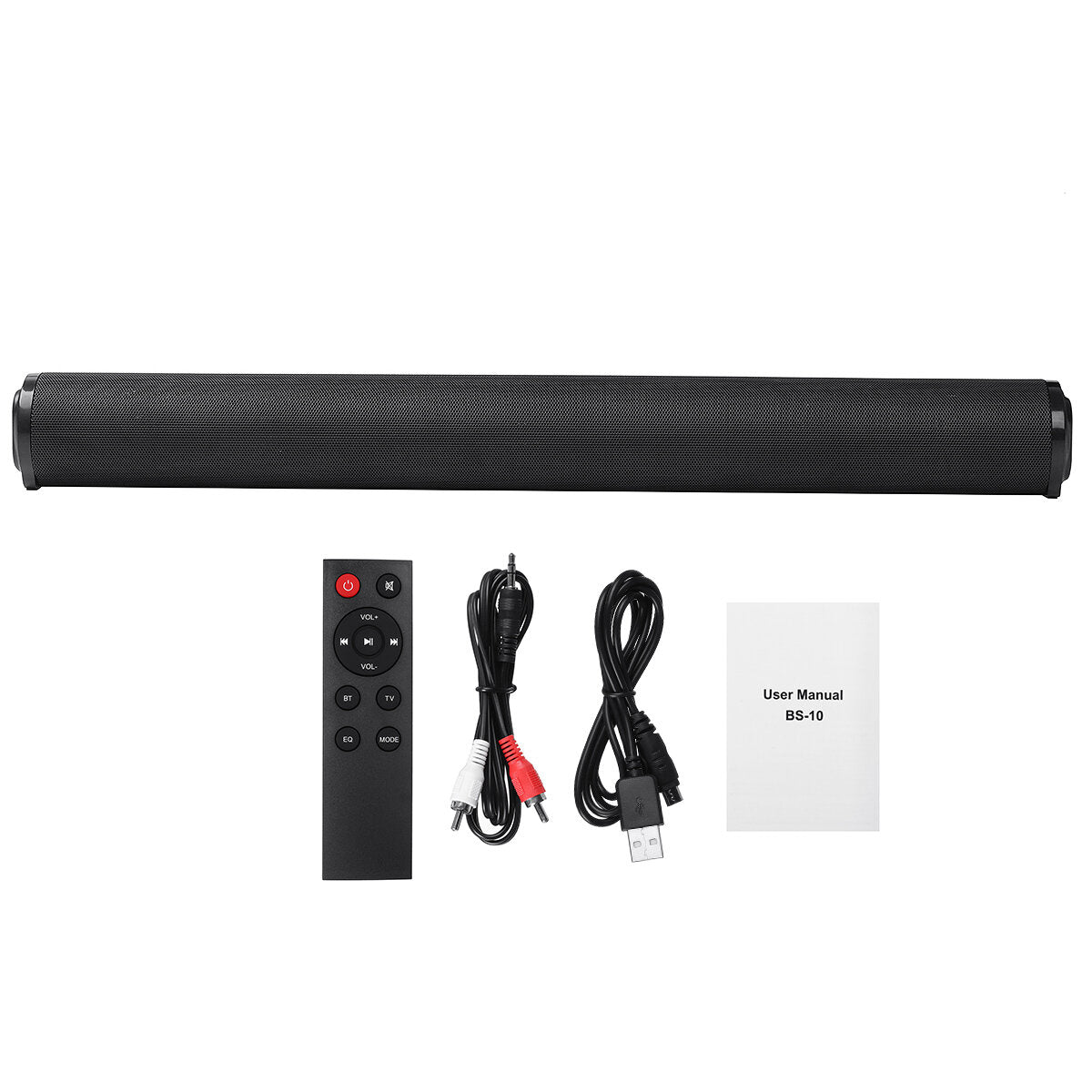 Bluetooth 5.0 Soundbar 4x5W Bass TV Speaker AUX TF USB RCA Home TV Theater System Remote FM Radio 2000mAh Battery