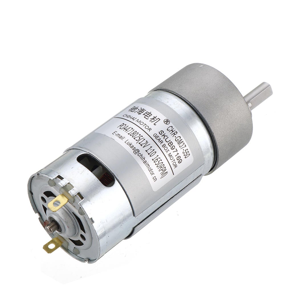 12V 330/550/1650rpm Reduction Gear Carbon Brush High Torque DC Geared Motor