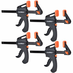 4PC F-Bar Clamps, 4" Quick Release Woodworking Grip & Ratchet Tool Kit