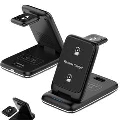 3-in-1 Fold-able Wireless Charger Stand for iPhone, Apple Watch, AirPods Pro, 15W Fast Charging