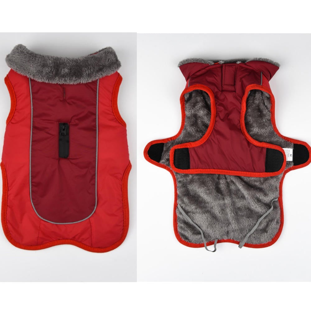Winter Waterproof Dog Clothes Dog Jacket Vest Pet Warm Padded Coat Fur Collar