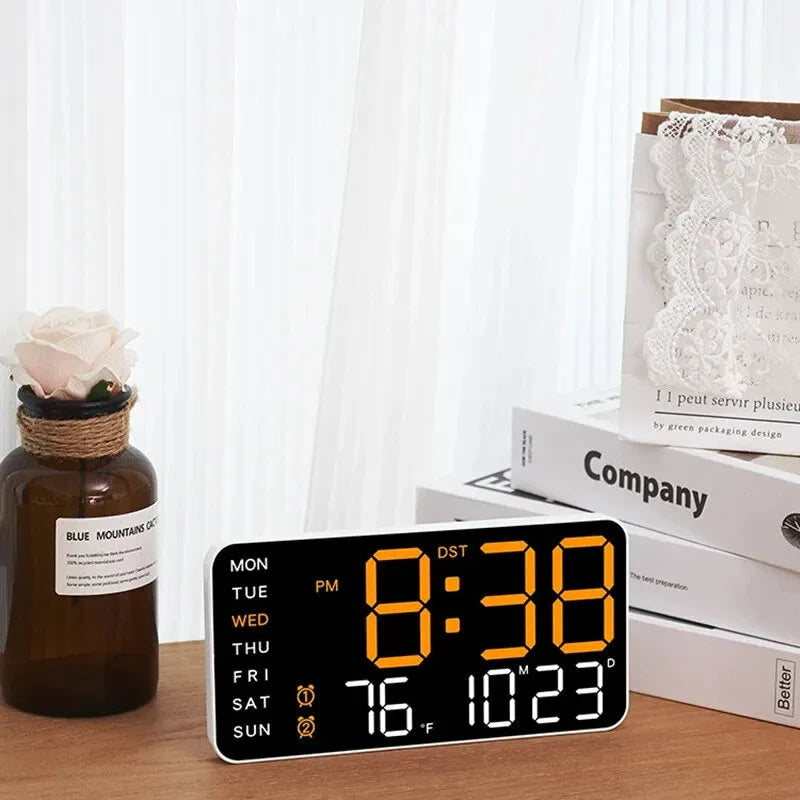 Multifunctional LED Digital Wall Clock - Borderless, Hanging or Standing Display for Living Room