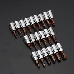 1/4 Inch Drive Sockets Set S2 Alloy Metric Screwdriver Bit Sockets Hex/Slotted/Phillips/Pozi/Torx