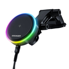 RGB Magnetic Car Phone Holder & 15W Wireless Charger for iPhone 14/13 Pro Max, Samsung