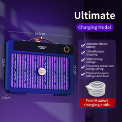 High Power 3000V Cordless Electric Mosquito Zapper Lamp, 4000mAh, Indoor/Outdoor